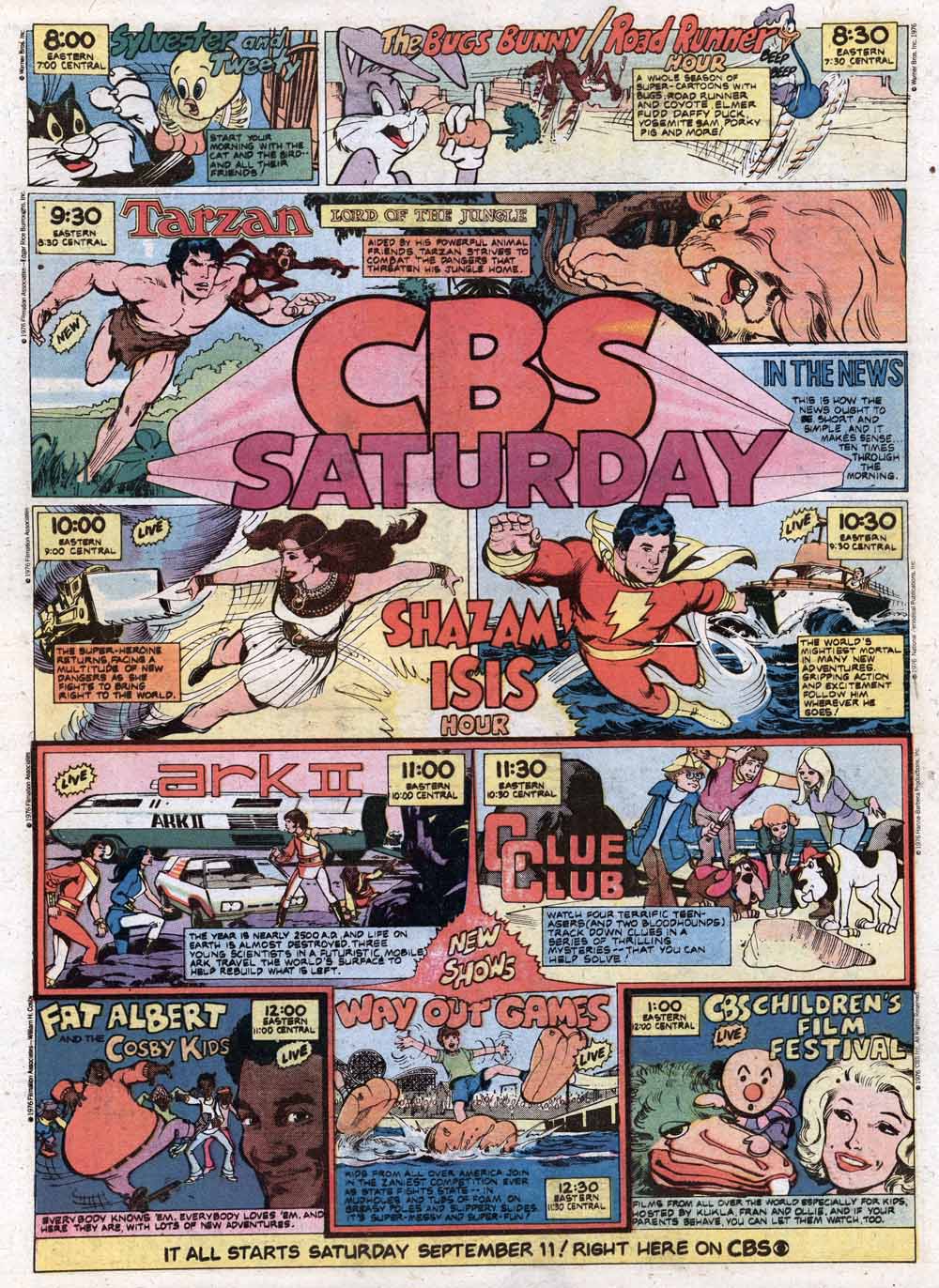 Cbs Saturday Morning Cartoon Lineup From 1976 Your Favorite Cbs Saturday Morning Saturday
