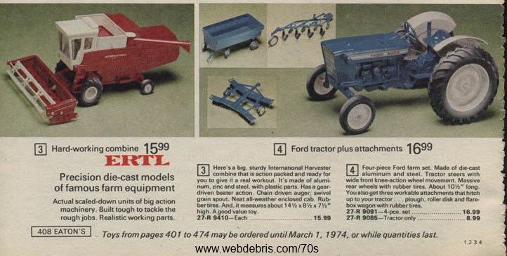 Ertyl Toy Tractors from 1973